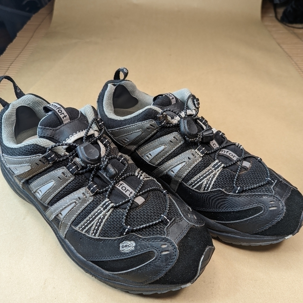 Dr. Comfort 7610 Performance Black leather and Mesh Stretch Sneaker Shoes Men's